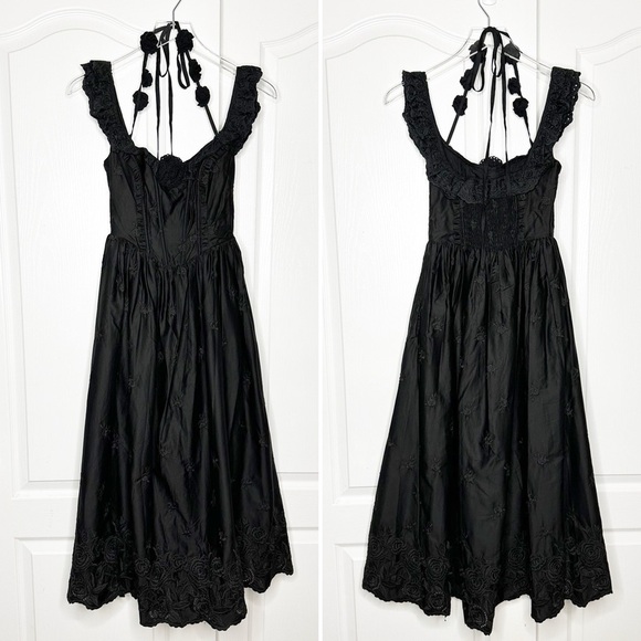 NWT For Love & Lemons Lindsey Corset Midi Dress Size XS in Black - Picture 5 of 11
